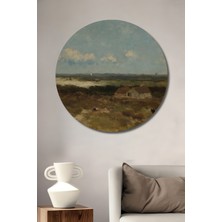 Teona Ahşap Dekoratif Ahşap Yuvarlak Tablo Kır Evi Manzarası