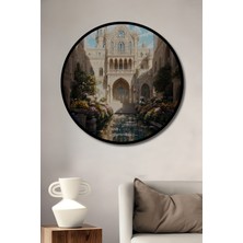 Teona Ahşap Dekoratif Ahşap Yuvarlak Çerçeve Görünümlü Tablo Saray Bahçesi