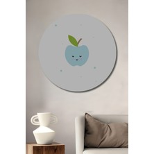 Teona Ahşap Dekoratif Ahşap Yuvarlak Tablo Mavi Elma