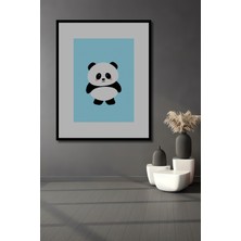 Teona Ahşap Dekoratif Ahşap Dikdörtgen Tablo Sevimli Panda Çerçeve Görünümlü