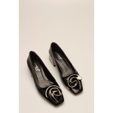 İdil Idil   Siyah Kroko Rugan Taşlı Kadın Topuklu