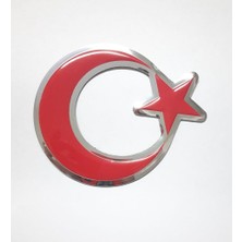 12 cm Yuvarlak Plastik Yapışkanlı Ay Yıldız Arma