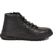 Aspor Siyah Hakiki Deri Kürklü Fermuarlı Erkek Klasik Bot