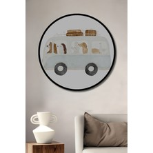 Teona Ahşap Dekoratif Ahşap Yuvarlak Çerçeve Görünümlü Tablo Yolculuk Arkadaşları