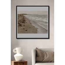 Teona Ahşap Dekoratif Ahşap Dikdörtgen Tablo Deniz Kıyısı Sessizliği Çerçeve Görünümlü