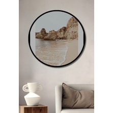 Teona Ahşap Dekoratif Ahşap Yuvarlak Çerçeve Görünümlü Tablo Deniz Kıyısı Sessizliği