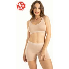 Q-En Kadın Büyük Beden Bambu Kumaş Kalın Askılı Petli Rahat Büstiyer