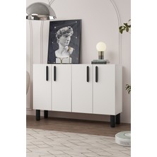 Demonte Decor 8192KM-128DD Konsol,kahve Köşesi,ayakkabılık,ofis Evrak Dolabı,mutfak Kiler Dolabı,tv Ünitesi-Beyaz-Siyah