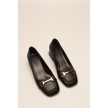 İdil Idil   Siyah Cilt Tokalı Kadın Topuklu