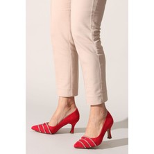 İdil Idil   Kırmızı Suet Taşlı Kadın Günlük