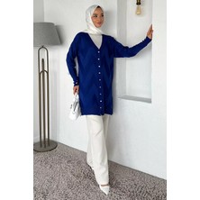 Julude Ön Düğmeli Desenli Tesettür Triko Hırka (M-L-Xl Uyumludur) P-00018881