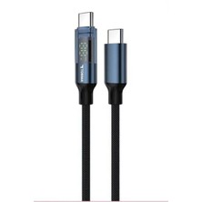 Pmr Opp O Reno5 Lite  ile Uyumlu 60W Type C Kablo LED Göstergeli Alüminyum Uçlu Naylon Örgü