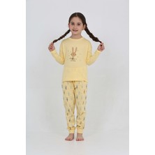 Toontoy Kız Çocuk Tavşan Baskılı Pijama Takım