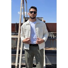 İnpool Unisex, Gömlek Yaka, Çift Cep, Standart Fit, Dokuma Ceket USE589
