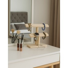 Barış Dizayn Doğal Ahşap Masaüstü Takı Askısı Saat Askılık Organizer Takı Düzenleyici