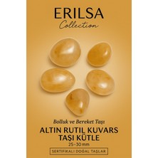 Erilsa Sertifikalı Altın Rutil Kuvars Taşı Kütle 25–30 mm Bolluk Bereket ve Işık Enerjisi Taşı