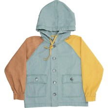 OZMOZ %100 Pamuk Kapüşonlu Renkli Denim Unisex Ceket