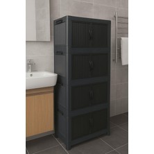 Mandella Safir 4 Lü Katlanabilir Çok Amaçlı Kapaklı Portatif Organizer Dolap Antrasit