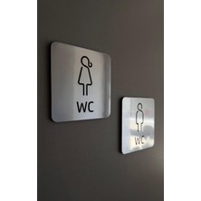 Yönline Metal Görünümlü Fırça Desenli Wc Yönlendirme Levha Seti Kendinden Yapışkanlı Kolay Kullanım