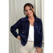 By Saygı Kadın Torba Cepli Önü Fermuarlı Süet Mont