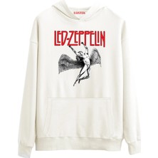 Eastek LED Zeppelin Premium Tasarım 3 Iplik Şardonlu Kapüşonlu Unisex, Kadın, Erkek Hoodie Sweatshirt