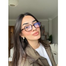 Lodin Geometrik Köşeli Mavi Işık Korumalı Gözlük | 50 Ekartman | Cam Değişmeye Uygun