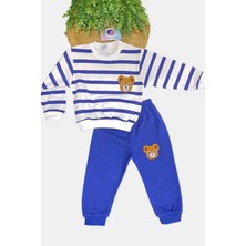 Dinamik çocuk 1-9 Yaş Çocuk Takım Ayıcıklı Nakışlı 2iplik Şardonlu Mevsimlik Alt Üst Ikili Unısex Yan Çizgili