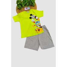Dinamik çocuk Mickey Mouse Baskılı Unisex Çocuk 2li Alt Üst Takım Yazlık