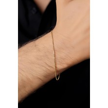 Fiyonk Kuyumculuk 14 Ayar Altın Ince Küp Zincir Erkek Bileklik 0,95 mm