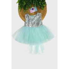 Dinamik çocuk Kız Bebek/çocuk Pullu Kolsuz Tütülü Kuyruklu Astarlı Elbise Özel Gün Düğün Doğum Günü Bayram Prenses