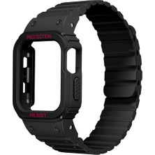 AktarMobile Apple Watch Ultra 2 3 49 mm Uyumlu Magnetik Silikon Kordon & Kasa Koruma 2 In 1 Darbe Emici Kayış
