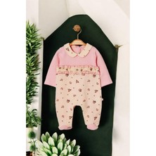 Dinamik çocuk Fırfırlı Fiyonklu Bebe Yaka Patikli Tulum 0-12AY Alttan Çıt Çıtlı