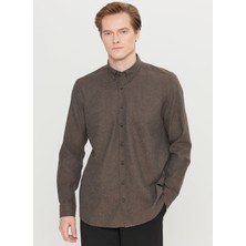 Altınyıldız Classics Slim Fit Düğmeli Yaka Kahve Erkek Gömlek ACE020261519_KHV