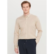Altınyıldız Classics Slim Fit Düğmeli Yaka Bej Erkek Gömlek ACE020261469_BEJ