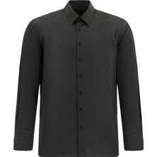 Abdullah Kiğılı Uzun Kol Slim Fit Dar Kesim Baskılı Pamuk Gömlek