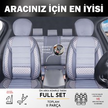 Castor Otomotiv Volkswagen Jetta Uyumlu Lüx Bel Destekli Yarı Deri Oto Koltuk Kılıfı Mars Series Füme Renk