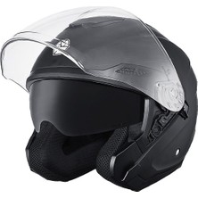 Ebakbak Motosiklet Yarım Açık Kask Güneş Vizörlü Motor Kask Mat Black