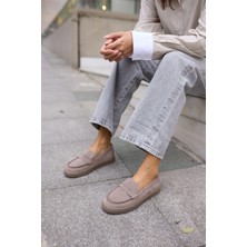 Angelina Jones Craft Kadın Vizon Gercek Suet Loafer Ayakkabi