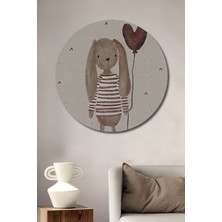 Teona Ahşap Dekoratif Ahşap Yuvarlak Tablo Tavşan Balon