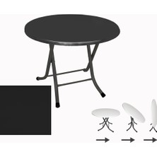 Dockers Klasik Katlanır Werzalit Yuvarlak Tabla Masa 90CM  - Siyah