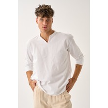 Dechers Erkek Fakir Kol V Yaka Rahat Kalıp %100 Pamuk Gömlek E233