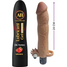 Aşkın Deposu  Aşkın Çilek Aromalı 125MLYENİLEBİLİR Jel +Gerçekçi Etdoku Kılıfı 20CM Titreşimli Süper Ikili Mıpoıwjxqff