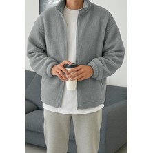 Ghassy Co. Erkek Isı Termal Iç Dış Sherpa Sonbahar Kış Tam Fermuarlı Peluş Polar Sweatshirt