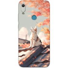 Gramaphone Huawei Y6S Uyumlu Kedi Desenli Telefon Kılıfı + Ekran Koruyucu - 5784