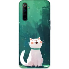 Gramaphone Realme 6 Uyumlu Kedi Desenli Telefon Kılıfı + Ekran Koruyucu - 5781