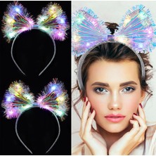 Ynt İthalat Işıltılı Fiber Fiyonk Gece Tacı Işıklı Ledli Eğlence Tacı 1 Adet 20X21 cm