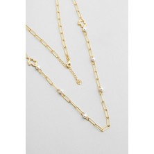 So CHIC Ophelia 18 Ayar Sarı Altın Kaplama 64 Cm Gümüş İnci Kolye