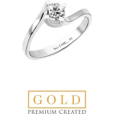 So CHIC Beyaz Altın Sertifikalı Premium Created Taşlı Tektaş Yüzük