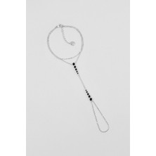 So CHIC Avangard Siyah Taşlı 18 Ayar Sarı Altın Kaplama 21 Cm Gümüş Şahmeran