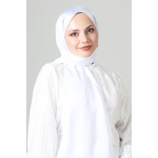 Beyaz Harem Scarf Como Saten Şal